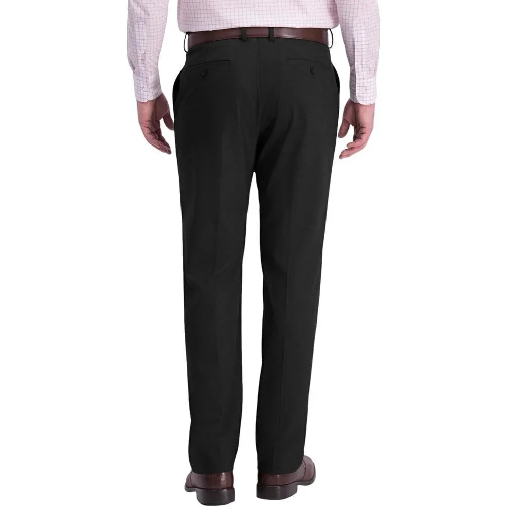 Men's Classic Fit Flat Front Dress Pants Expandable Waist Wrinkle Free Suit Pant